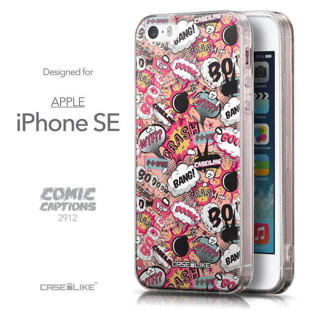 Front & Side View - CASEiLIKE Apple iPhone SE back cover Comic Captions Pink 2912