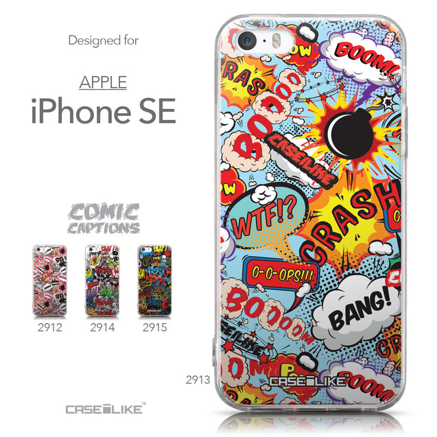Collection - CASEiLIKE Apple iPhone SE back cover Comic Captions Blue 2913