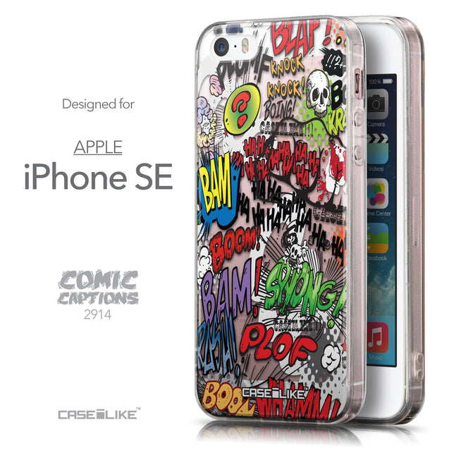 Front & Side View - CASEiLIKE Apple iPhone SE back cover Comic Captions 2914