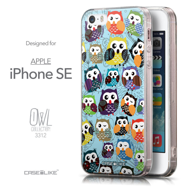 Front & Side View - CASEiLIKE Apple iPhone SE back cover Owl Graphic Design 3312