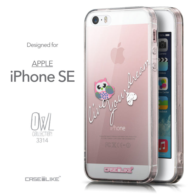 Front & Side View - CASEiLIKE Apple iPhone SE back cover Owl Graphic Design 3314