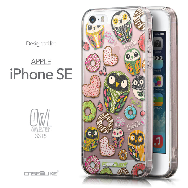 Front & Side View - CASEiLIKE Apple iPhone SE back cover Owl Graphic Design 3315