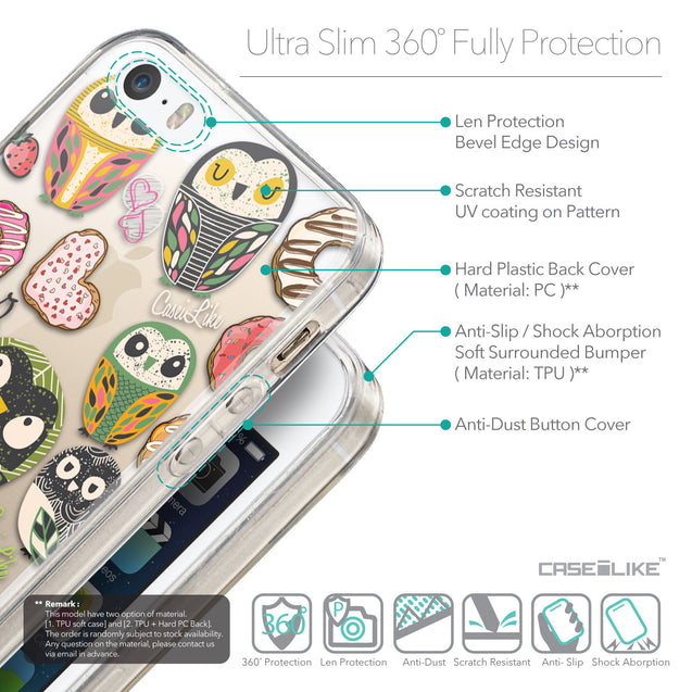 Details in English - CASEiLIKE Apple iPhone SE back cover Owl Graphic Design 3315