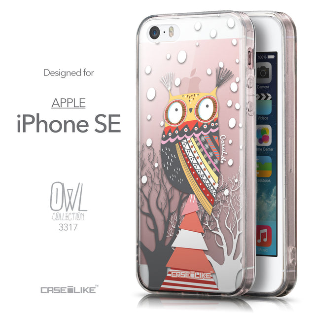 Front & Side View - CASEiLIKE Apple iPhone SE back cover Owl Graphic Design 3317