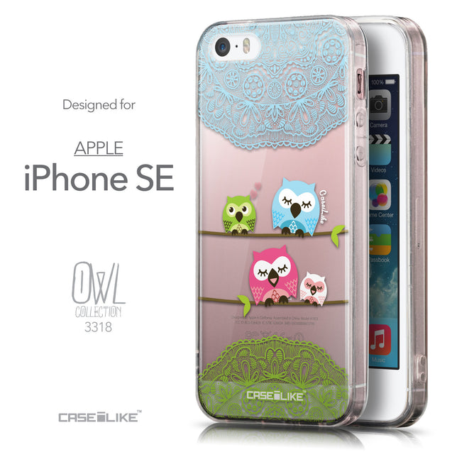 Front & Side View - CASEiLIKE Apple iPhone SE back cover Owl Graphic Design 3318