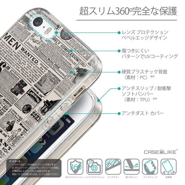 Details in Japanese - CASEiLIKE Apple iPhone SE back cover Vintage Newspaper Advertising 4818
