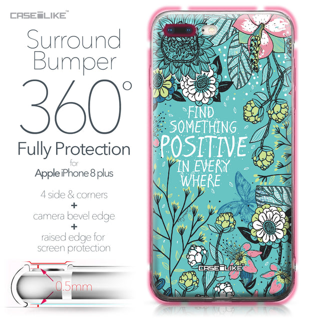 Apple iPhone 8 Plus case Blooming Flowers Turquoise 2249 Bumper Case Protection | CASEiLIKE.com