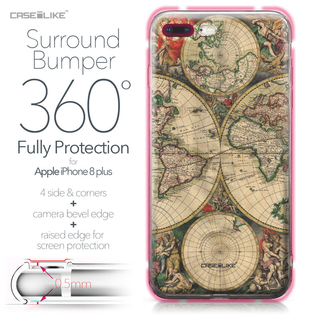 Apple iPhone 8 Plus case World Map Vintage 4607 Bumper Case Protection | CASEiLIKE.com