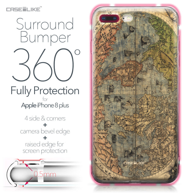 Apple iPhone 8 Plus case World Map Vintage 4608 Bumper Case Protection | CASEiLIKE.com