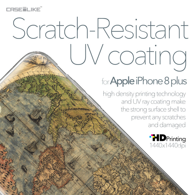 Apple iPhone 8 Plus case World Map Vintage 4608 with UV-Coating Scratch-Resistant Case | CASEiLIKE.com
