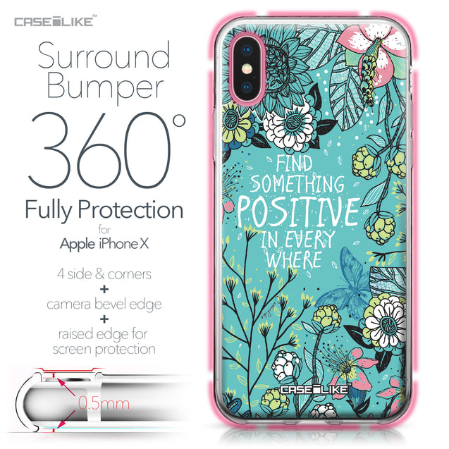 Apple iPhone X case Blooming Flowers Turquoise 2249 Bumper Case Protection | CASEiLIKE.com