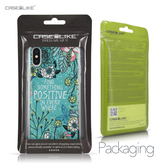 Apple iPhone X case Blooming Flowers Turquoise 2249 Retail Packaging | CASEiLIKE.com