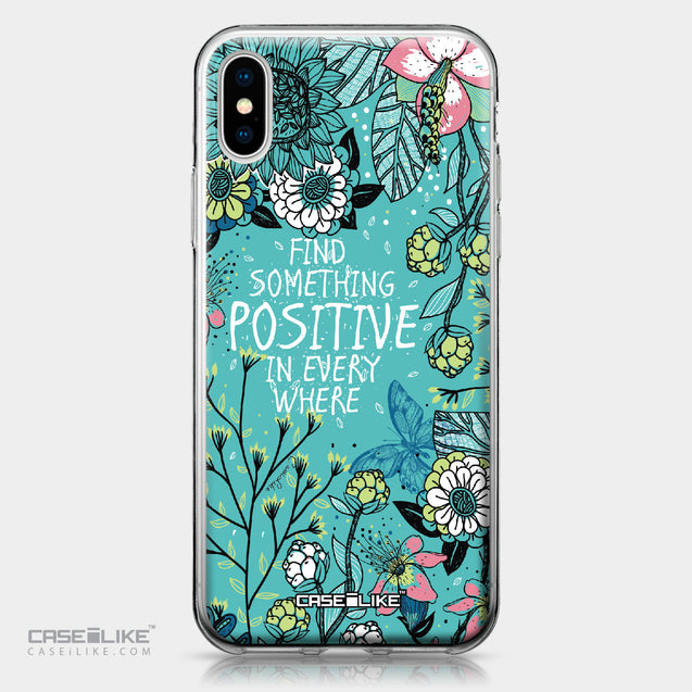 Apple iPhone X case Blooming Flowers Turquoise 2249 | CASEiLIKE.com