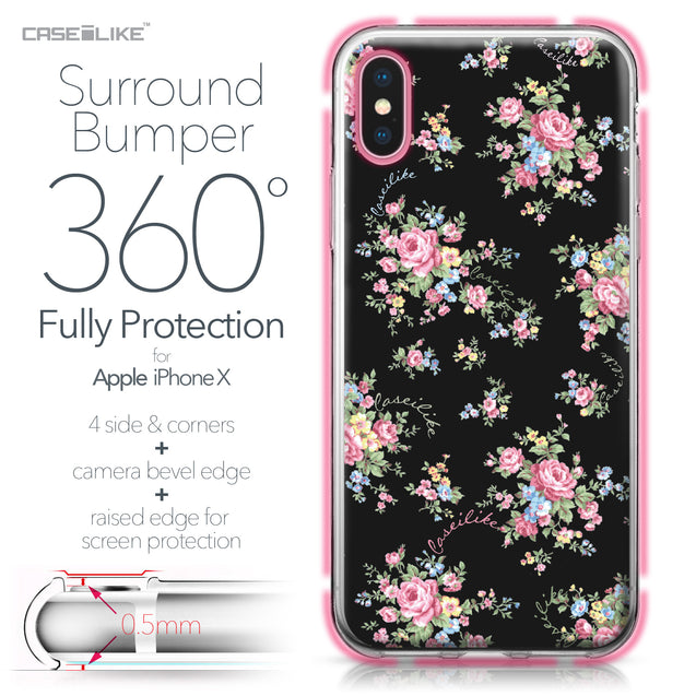 Apple iPhone X case Floral Rose Classic 2261 Bumper Case Protection | CASEiLIKE.com