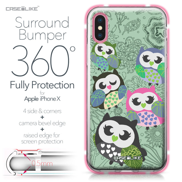 Apple iPhone X case Owl Graphic Design 3313 Bumper Case Protection | CASEiLIKE.com