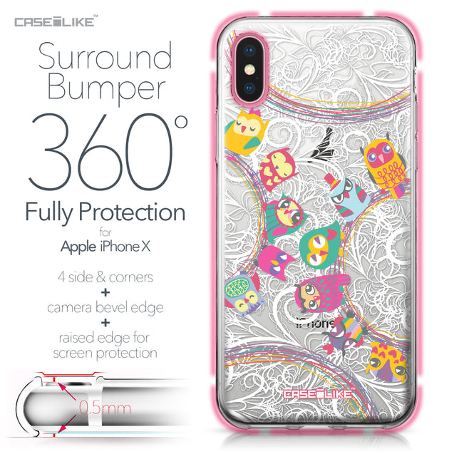 Apple iPhone X case Owl Graphic Design 3316 Bumper Case Protection | CASEiLIKE.com