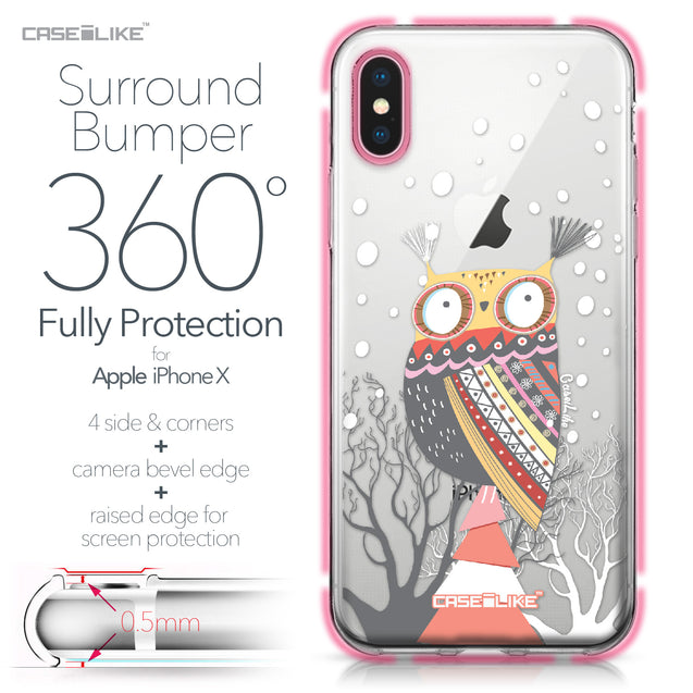 Apple iPhone X case Owl Graphic Design 3317 Bumper Case Protection | CASEiLIKE.com