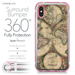 Apple iPhone X case World Map Vintage 4607 Bumper Case Protection | CASEiLIKE.com
