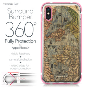 Apple iPhone X case World Map Vintage 4608 Bumper Case Protection | CASEiLIKE.com