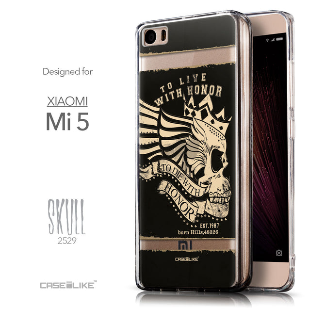 Front & Side View - CASEiLIKE Xiaomi Mi 5 back cover Art of Skull 2529