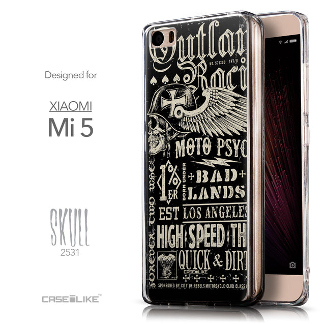 Front & Side View - CASEiLIKE Xiaomi Mi 5 back cover Art of Skull 2531