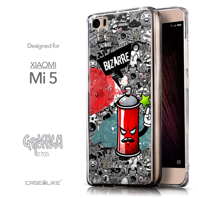Front & Side View - CASEiLIKE Xiaomi Mi 5 back cover Graffiti 2705
