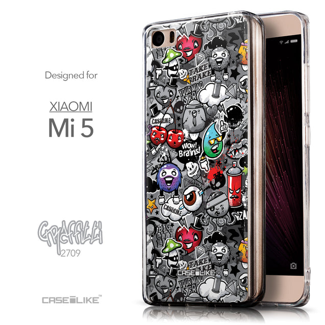 Front & Side View - CASEiLIKE Xiaomi Mi 5 back cover Graffiti 2709