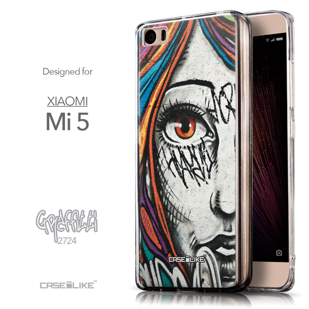 Front & Side View - CASEiLIKE Xiaomi Mi 5 back cover Graffiti Girl 2724