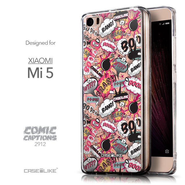 Front & Side View - CASEiLIKE Xiaomi Mi 5 back cover Comic Captions Pink 2912