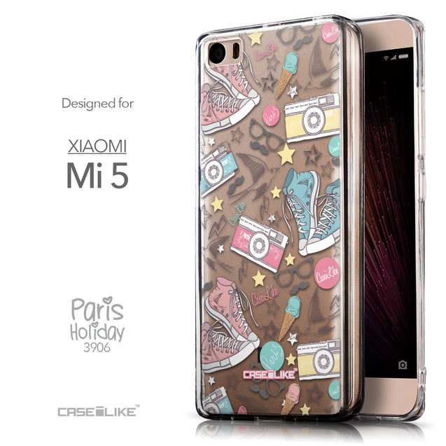 Front & Side View - CASEiLIKE Xiaomi Mi 5 back cover Paris Holiday 3906