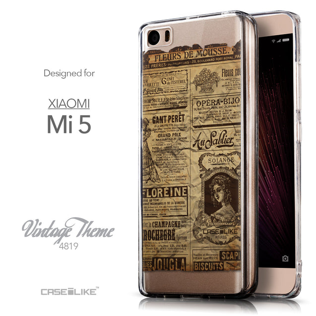 Front & Side View - CASEiLIKE Xiaomi Mi 5 back cover Vintage Newspaper Advertising 4819
