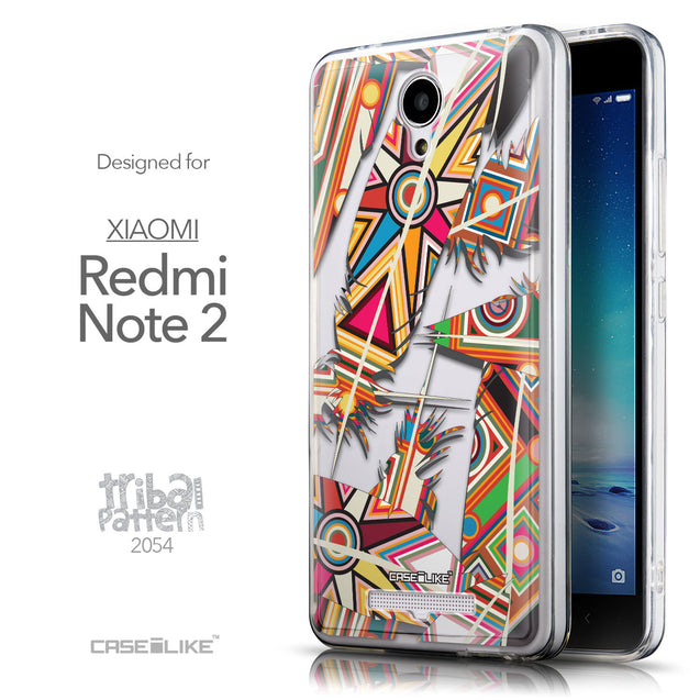Front & Side View - CASEiLIKE Xiaomi Redmi Note 2 back cover Indian Tribal Theme Pattern 2054