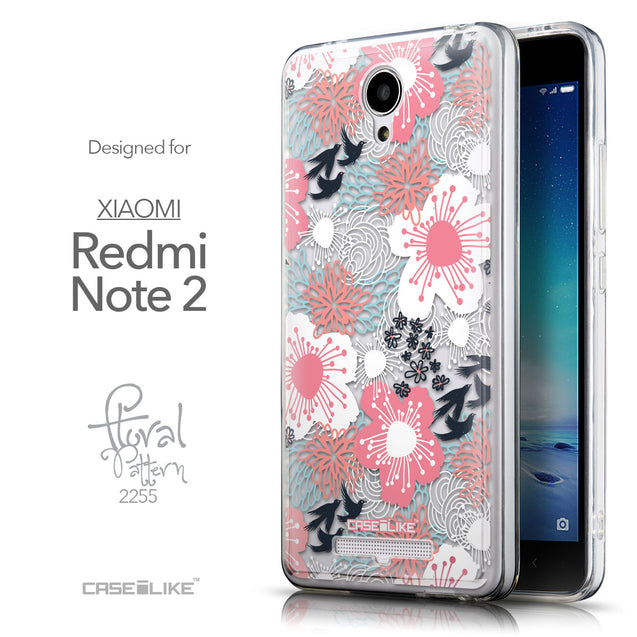 Front & Side View - CASEiLIKE Xiaomi Redmi Note 2 back cover Japanese Floral 2255