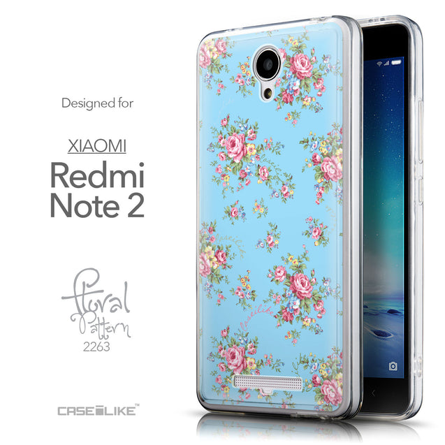 Front & Side View - CASEiLIKE Xiaomi Redmi Note 2 back cover Floral Rose Classic 2263