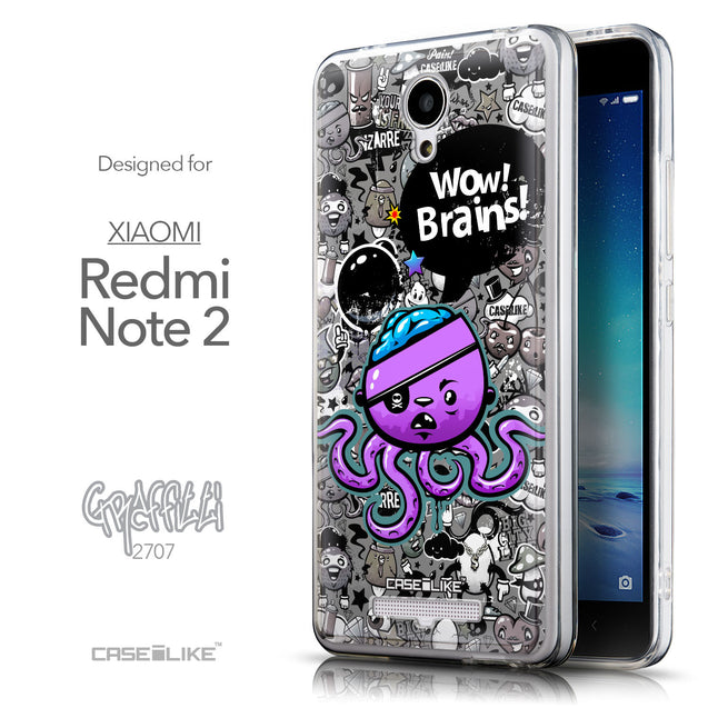 Front & Side View - CASEiLIKE Xiaomi Redmi Note 2 back cover Graffiti 2707