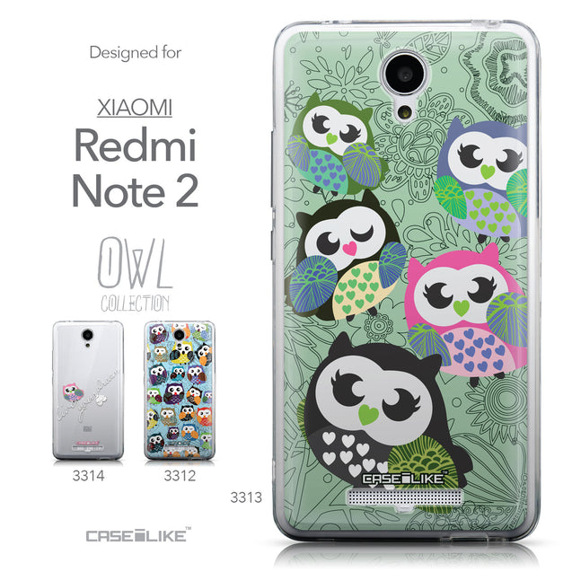 Collection - CASEiLIKE Xiaomi Redmi Note 2 back cover Owl Graphic Design 3313
