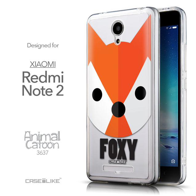 Front & Side View - CASEiLIKE Xiaomi Redmi Note 2 back cover Animal Cartoon 3637