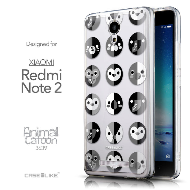 Front & Side View - CASEiLIKE Xiaomi Redmi Note 2 back cover Animal Cartoon 3639