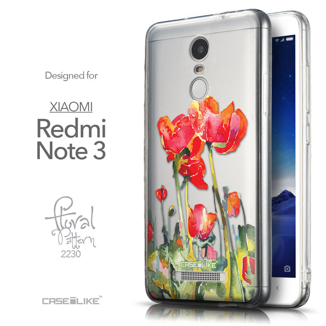 Front & Side View - CASEiLIKE Xiaomi Redmi Note 3 back cover Watercolor Floral 2230