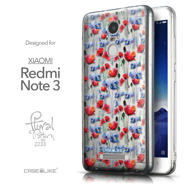 Front & Side View - CASEiLIKE Xiaomi Redmi Note 3 back cover Watercolor Floral 2233