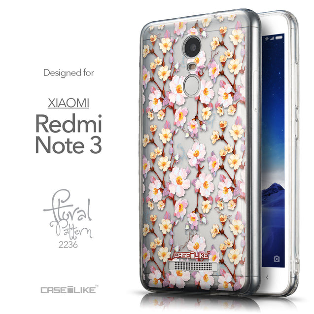 Front & Side View - CASEiLIKE Xiaomi Redmi Note 3 back cover Watercolor Floral 2236