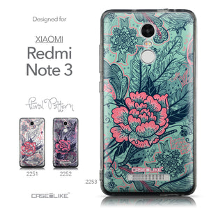 Collection - CASEiLIKE Xiaomi Redmi Note 3 back cover Vintage Roses and Feathers Turquoise 2253