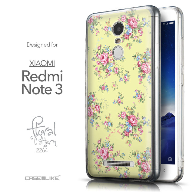 Front & Side View - CASEiLIKE Xiaomi Redmi Note 3 back cover Floral Rose Classic 2264