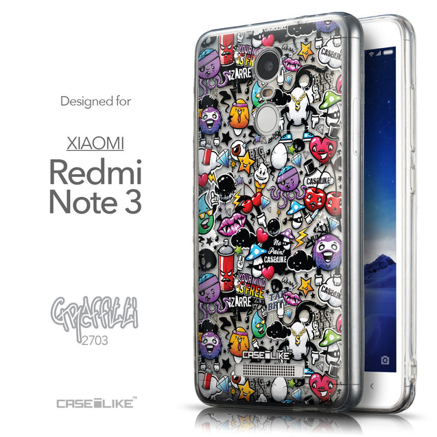 Front & Side View - CASEiLIKE Xiaomi Redmi Note 3 back cover Graffiti 2703