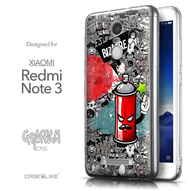 Front & Side View - CASEiLIKE Xiaomi Redmi Note 3 back cover Graffiti 2705