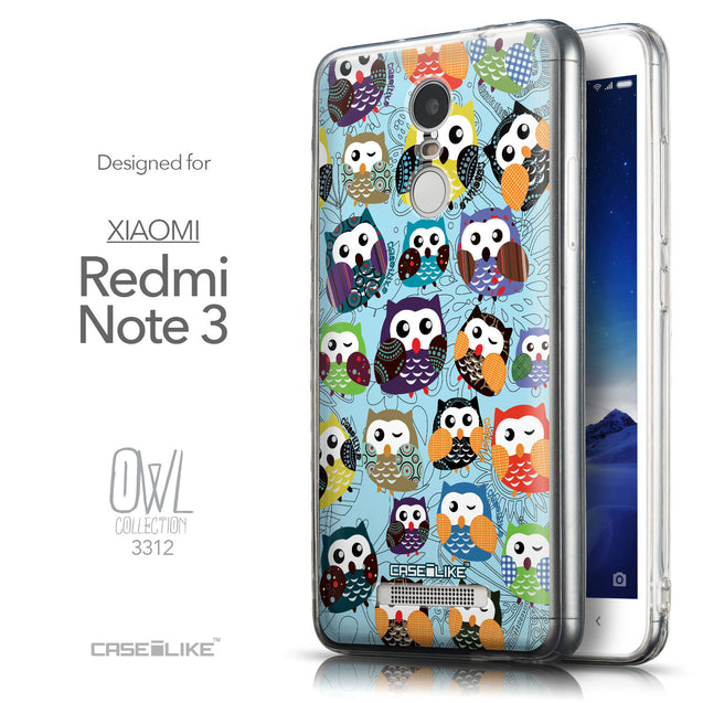 Front & Side View - CASEiLIKE Xiaomi Redmi Note 3 back cover Owl Graphic Design 3312