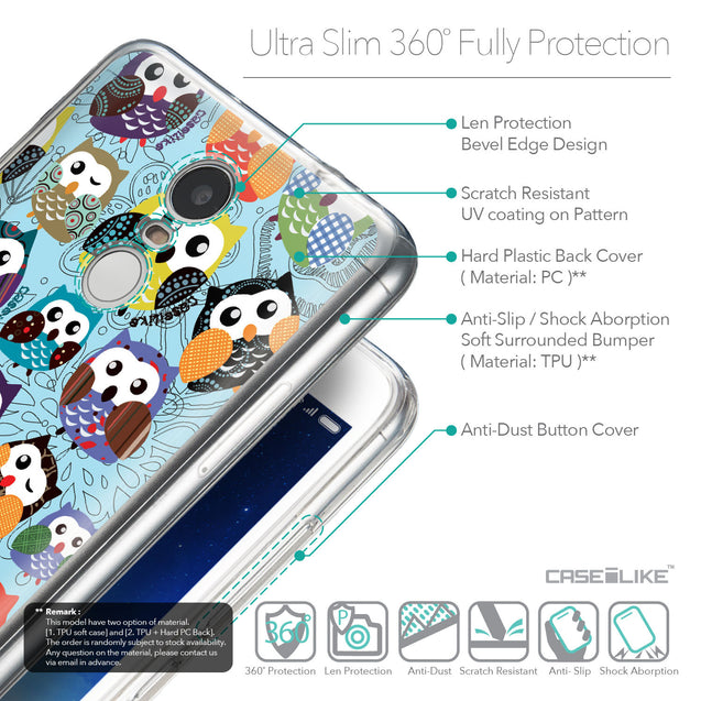 Details in English - CASEiLIKE Xiaomi Redmi Note 3 back cover Owl Graphic Design 3312