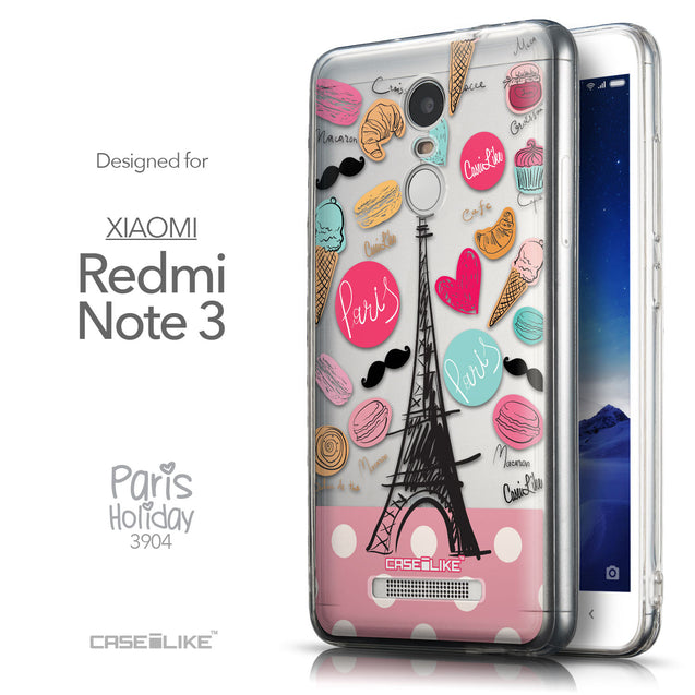 Front & Side View - CASEiLIKE Xiaomi Redmi Note 3 back cover Paris Holiday 3904