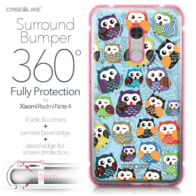 Xiaomi Redmi Note 4 case Owl Graphic Design 3312 Bumper Case Protection | CASEiLIKE.com