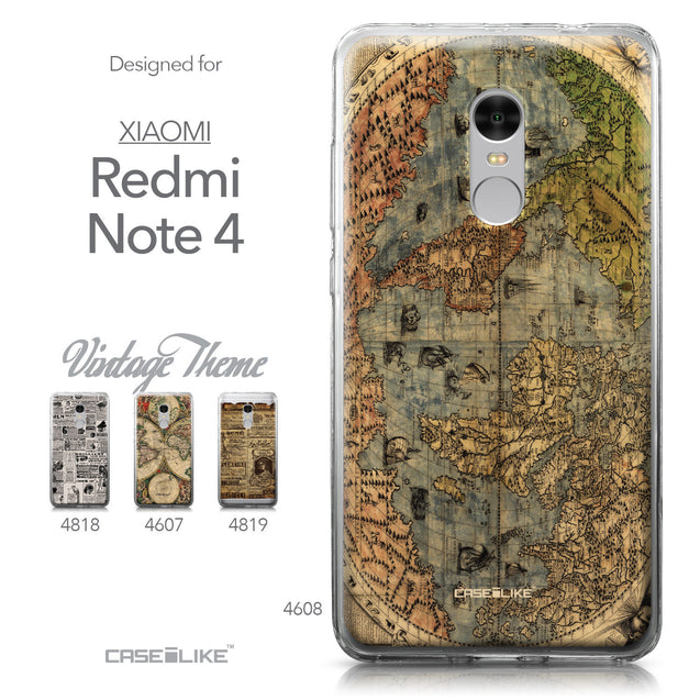 Xiaomi Redmi Note 4 case World Map Vintage 4608 Collection | CASEiLIKE.com